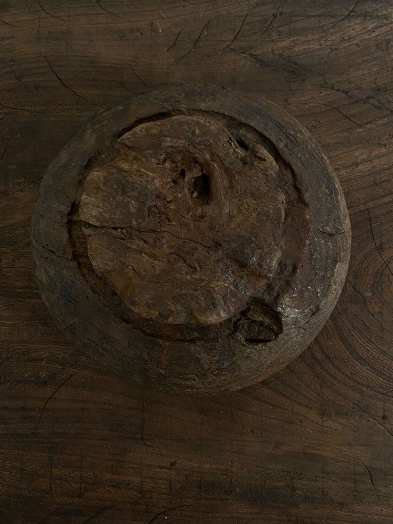 1930年代 古道具坂田 購入 アフリカ チーク削り出しハンドメイドボウル 祭器