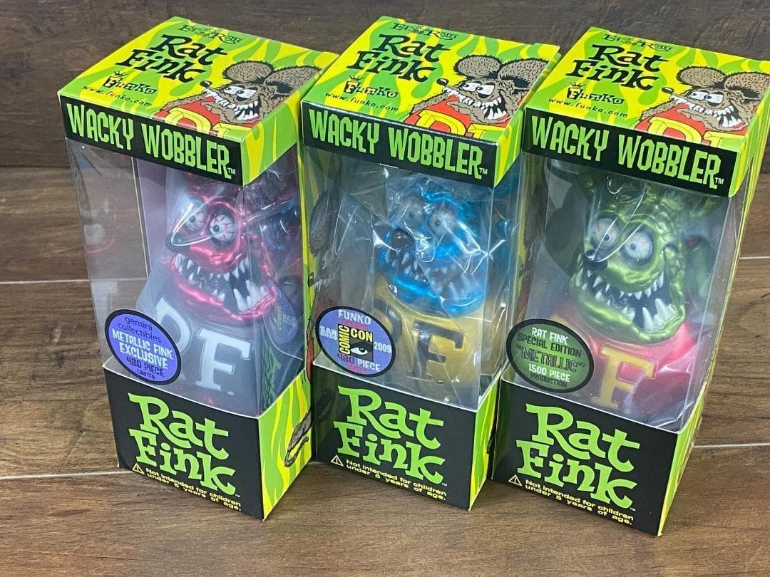 Rat Fink ラットフィンク ボビングヘッド メタリック フィギュア 3体組