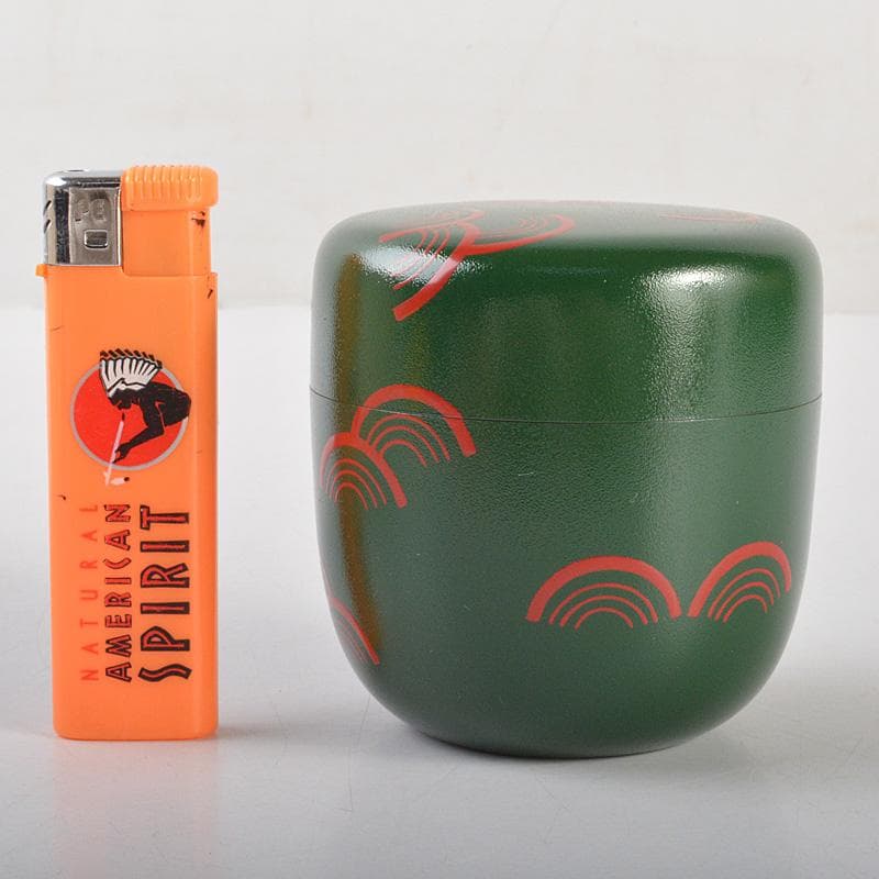 茶道具　中谷秀斉作　青海波　青漆石地塗　大棗　共箱　V　6553