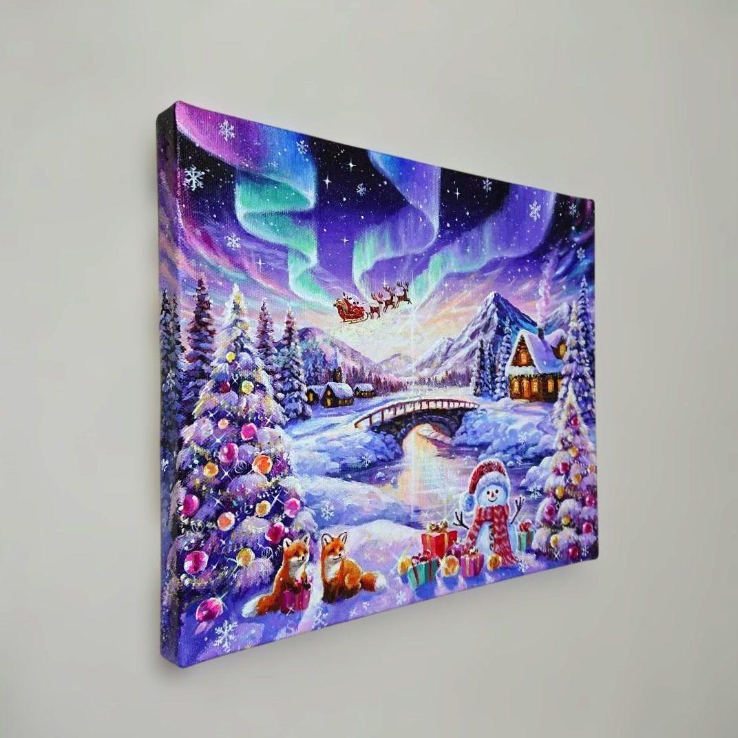 k*☆様 【オーロラの煌めき】アクリル画 F3 風景画 絵画