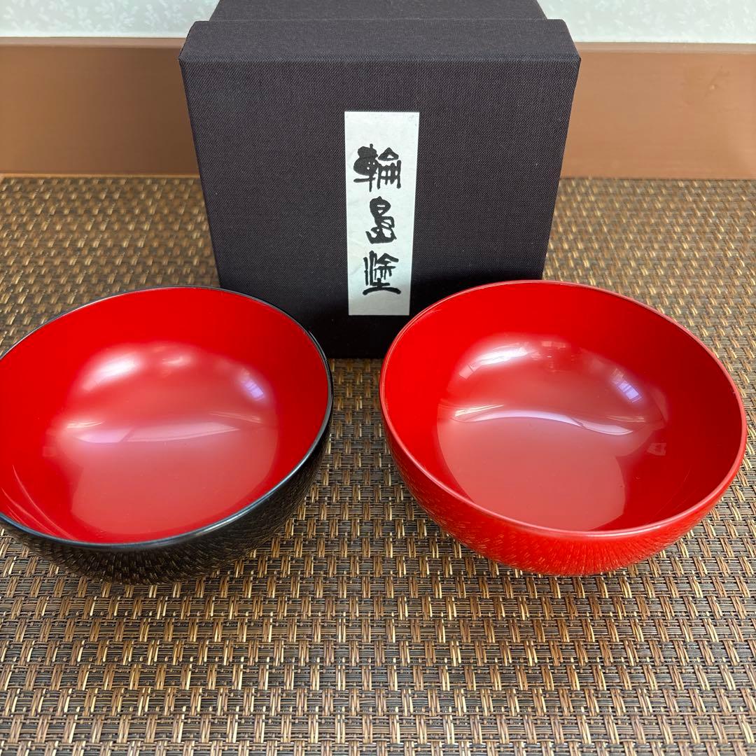 輪島塗　大向高州堂　汁椀　黒塗・朱塗セット