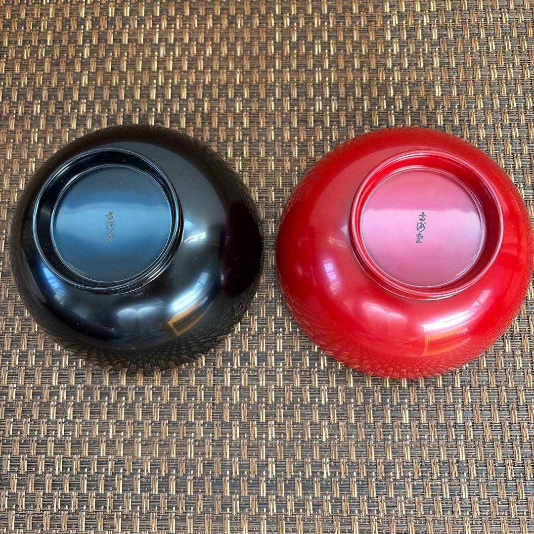 輪島塗　大向高州堂　汁椀　黒塗・朱塗セット