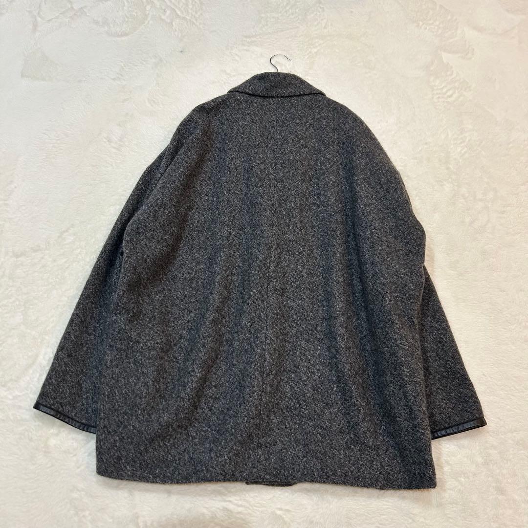 ヒロココシノ カシミヤ100% 裏地シルク総柄 コート グレー 大きいサイズ42