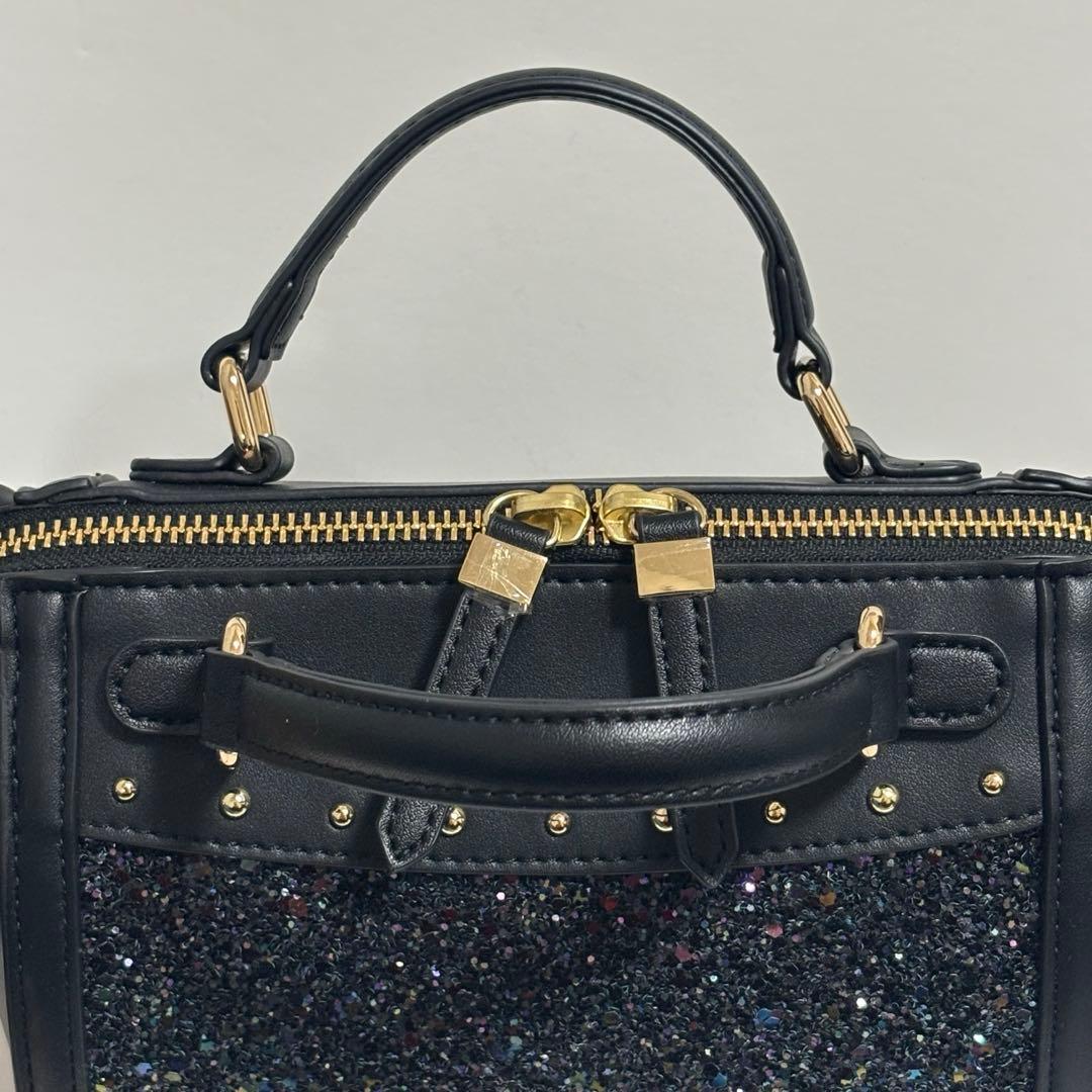 DIANA ミニボストンバッグ グリッター ブラック