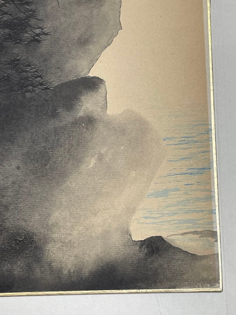 模写　船田玉樹　松海図 色紙(検索＝速水御舟 小林古径 堂本印象 不染鉄 肉筆)