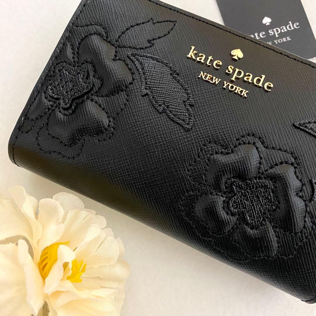 新品　正規品☆kate spade 折り財布　ブラック　レザー　二つ折り財布