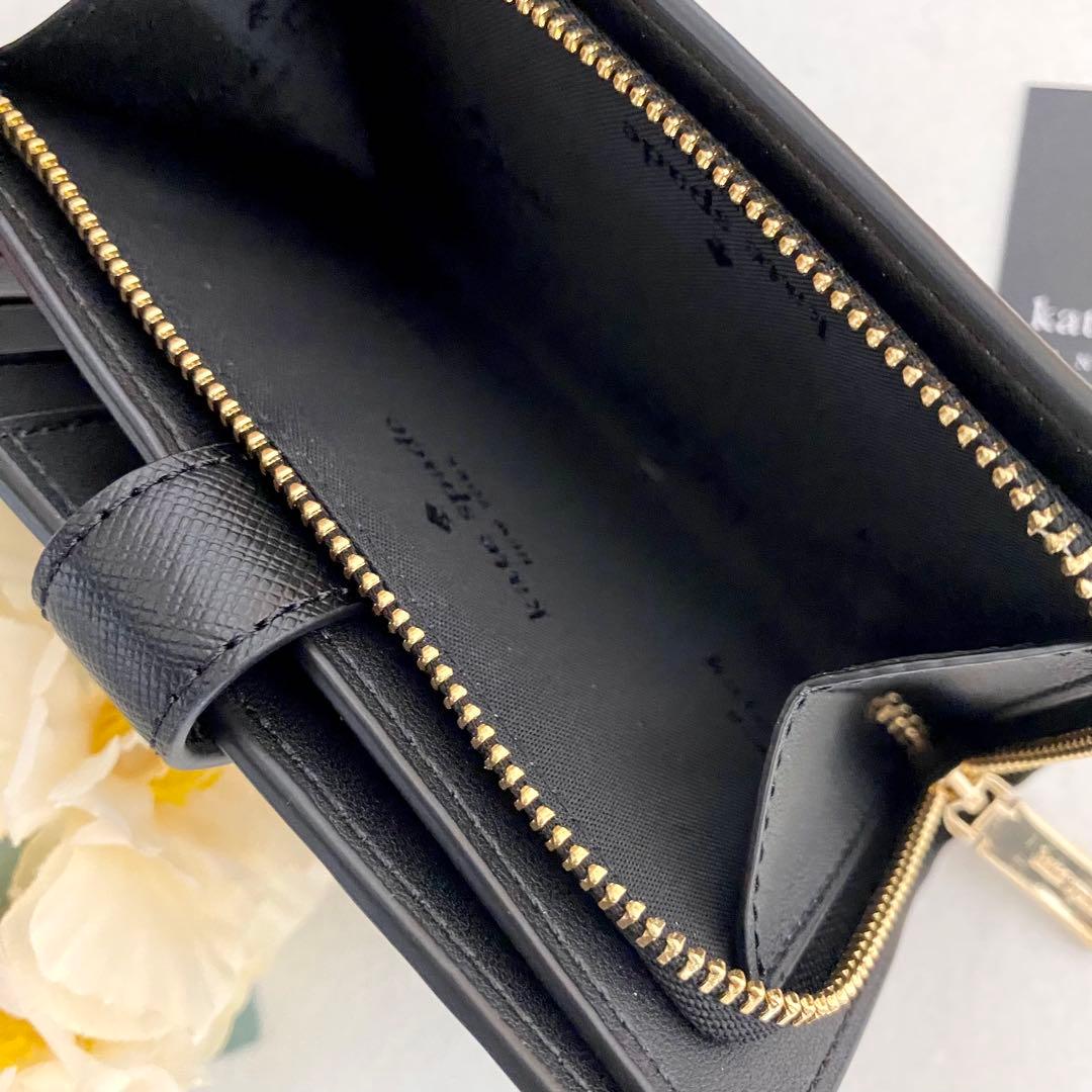 新品　正規品☆kate spade 折り財布　ブラック　レザー　二つ折り財布