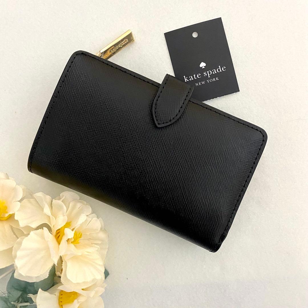 新品　正規品☆kate spade 折り財布　ブラック　レザー　二つ折り財布