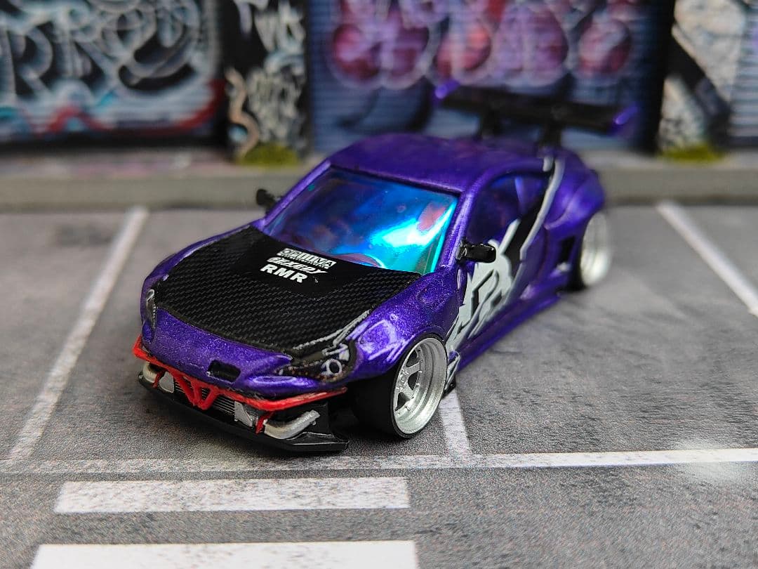 ホットウィールカスタム スバル BRZ パンデム 深リム イエロー トミカ改造