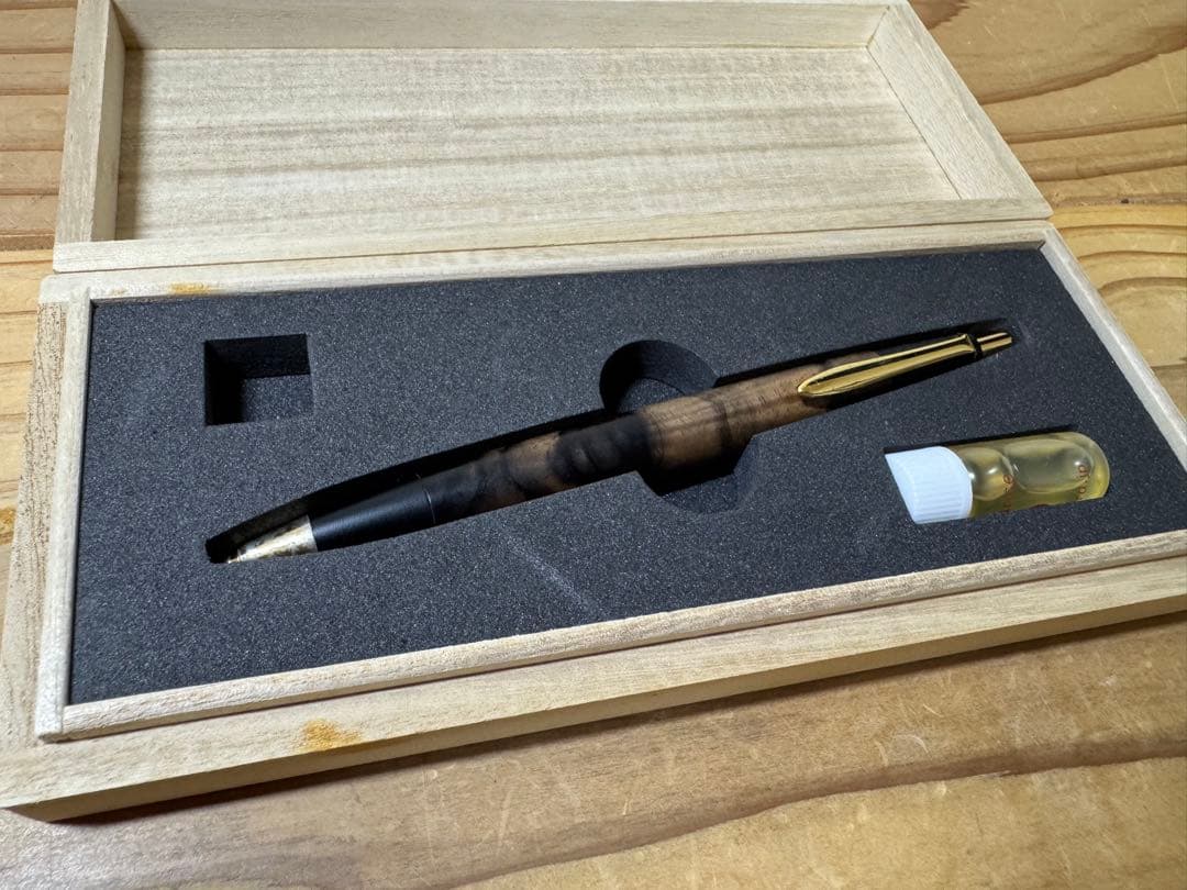 プ*読様 野原工芸　超特上黒柿孔雀杢　旧固定式　おまけ付き