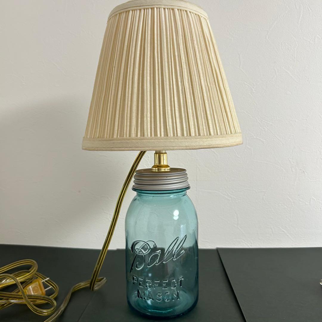 美品【メイソンジャー　シェード付テーブルライト】ヴィンテージ【プレ付】カントリー