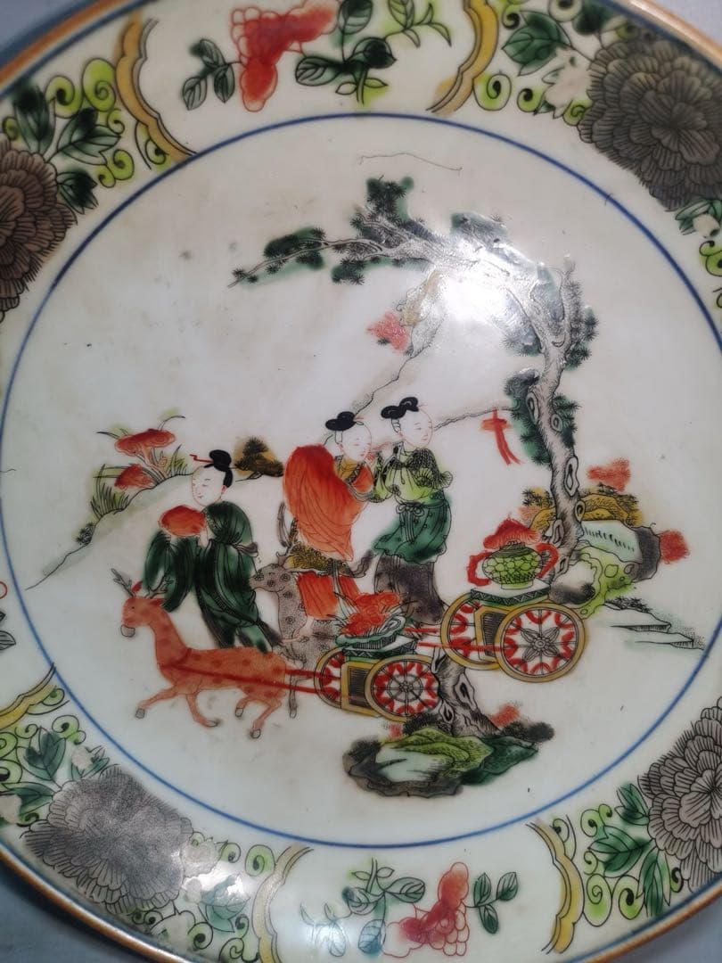 旧家蔵出　清国時代　粉彩瓷 ·五彩皿 逸品　大清康熙年製 お皿　置物