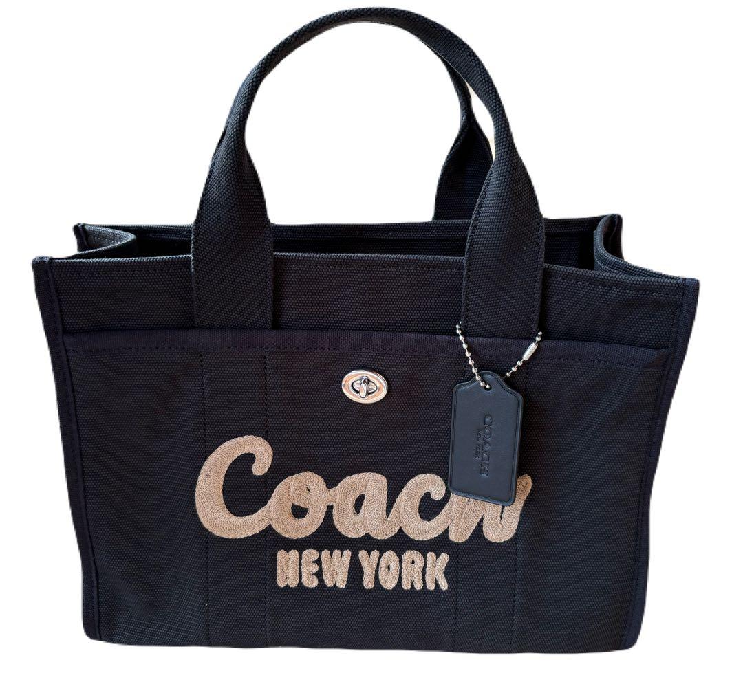 【未使用級】コーチ CP158 カーゴトート ハンドバッグ 黒 ブラック