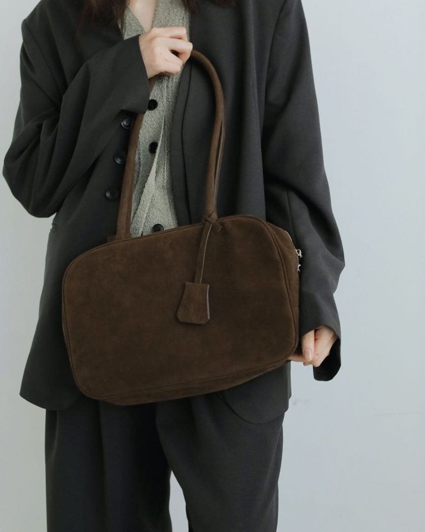 【美品】anuke Ecoleather Boston Bag（ブラウン）
