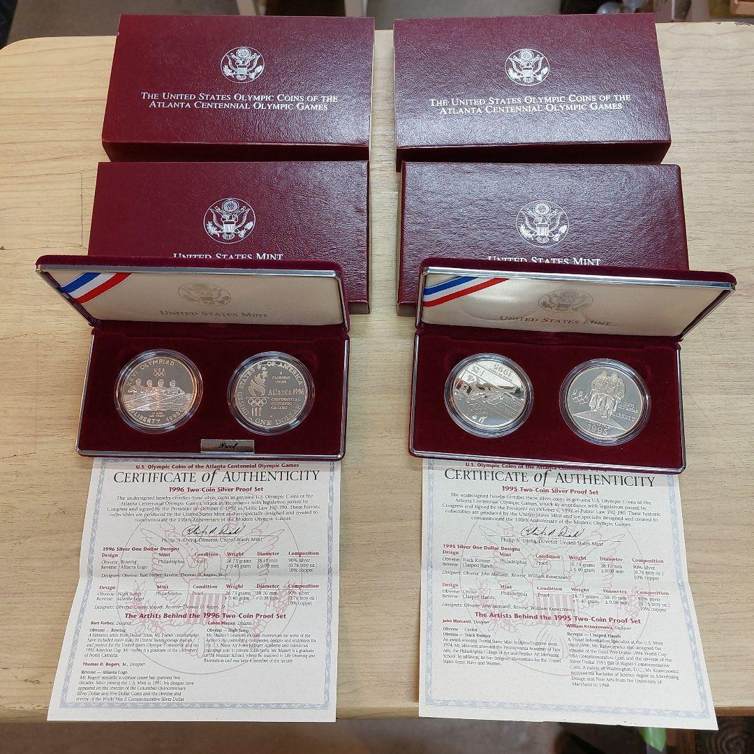 1996年アトランタオリンピック銀貨2枚セット 長期保管品 多少 傷 汚れあり