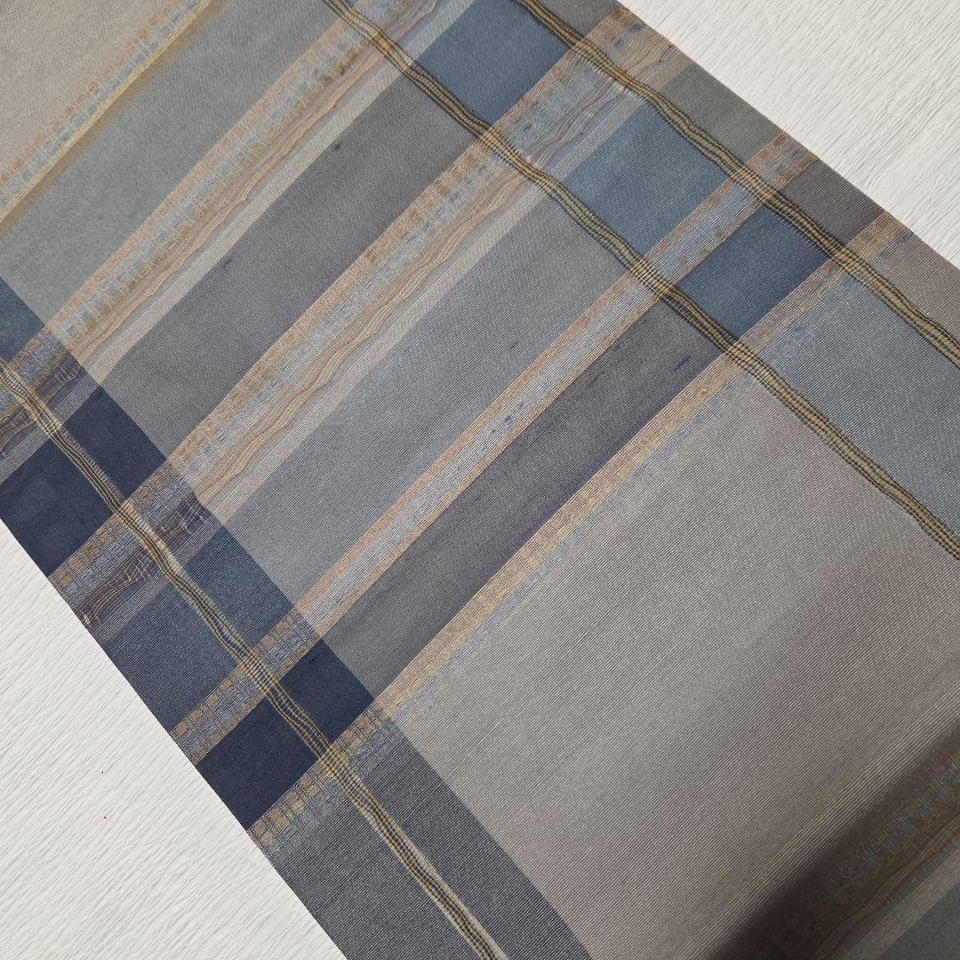 名古屋帯　両面かわり織り　格子　吉野間道　夏、単衣、袷オールシーズン　7228