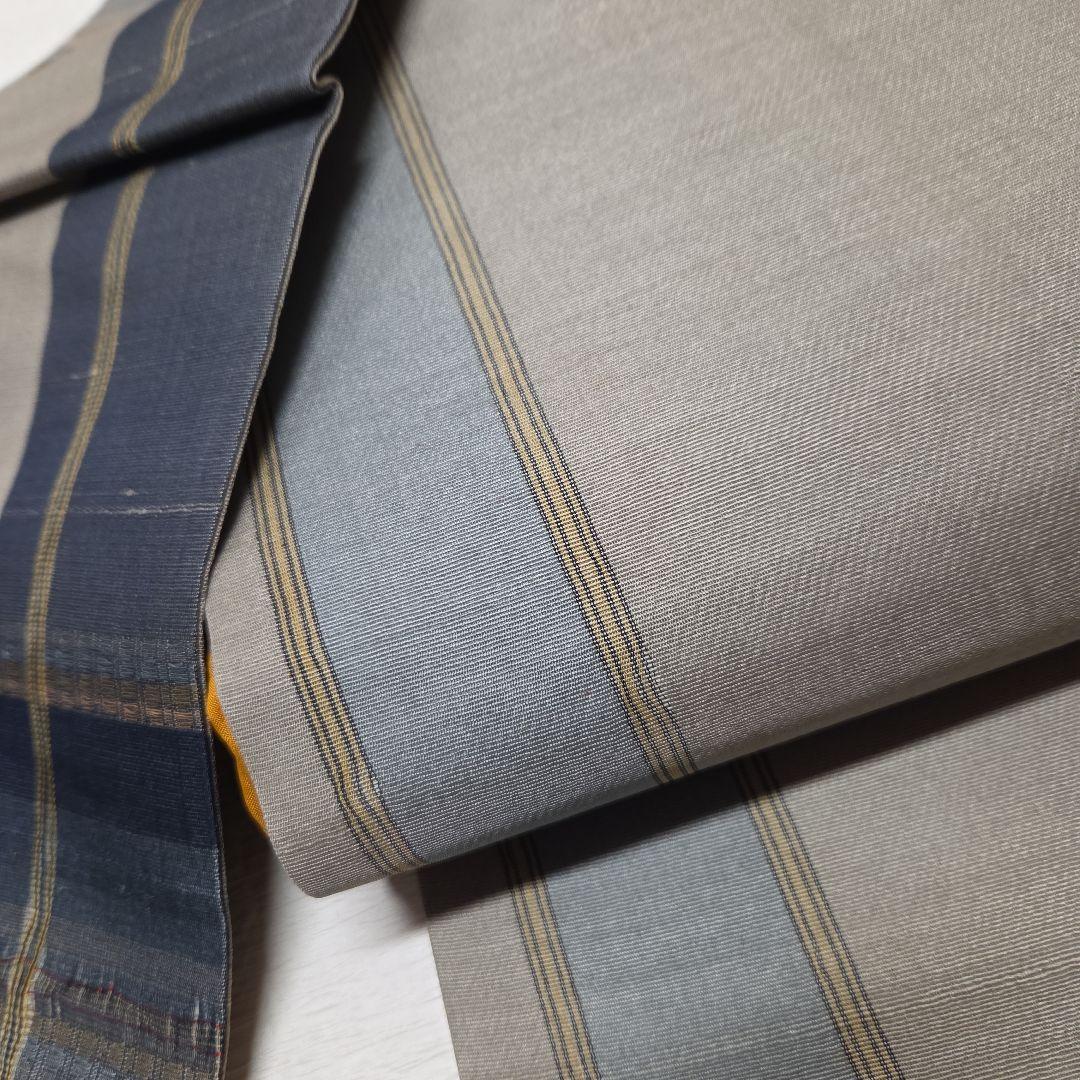 名古屋帯　両面かわり織り　格子　吉野間道　夏、単衣、袷オールシーズン　7228