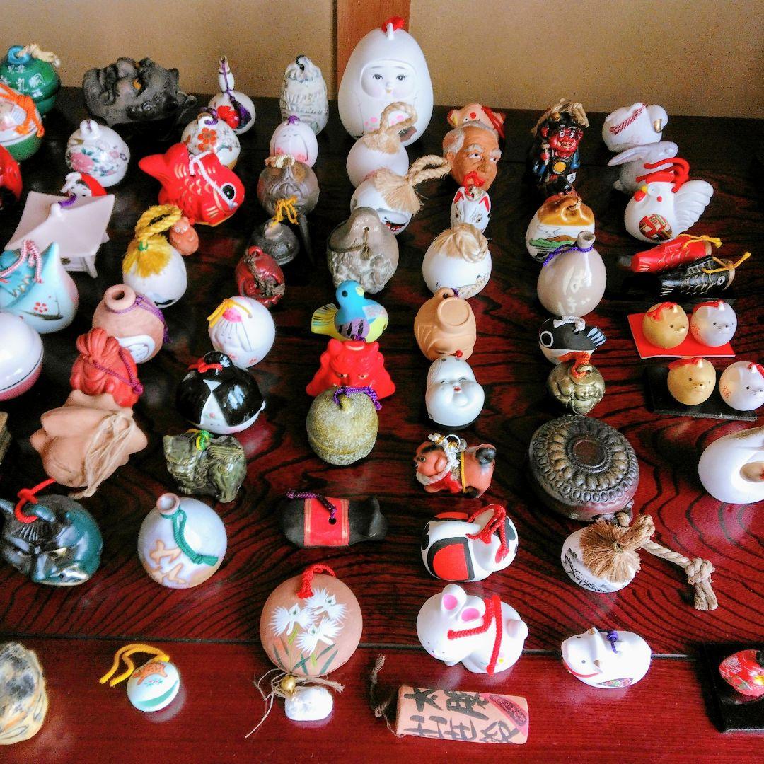 【昭和時代の全国の土鈴】107個　鋳物鈴他34個　まとめ売り 外国の方へお土産♡