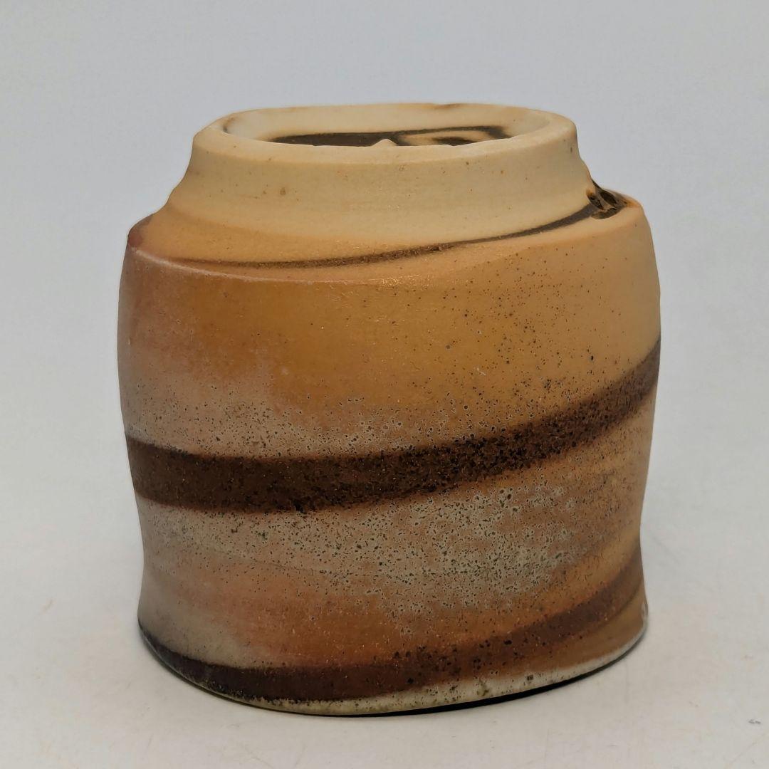 岡山県重要無形文化財 松井與之 備前焼 練上酒呑 共箱共布栞 ぐい呑 酒器 酒盃