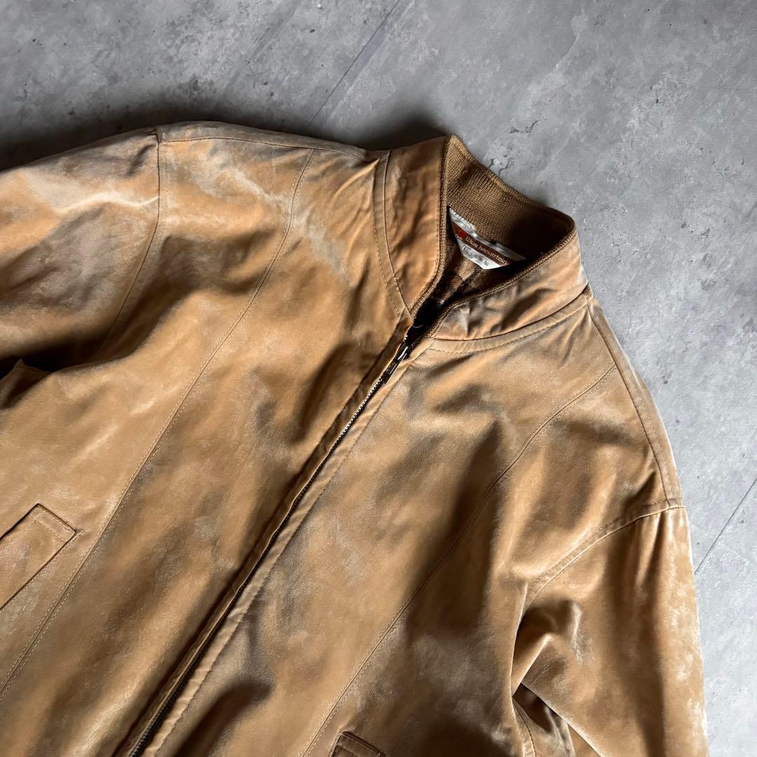 【80s vintage】レーヨン100 ジップブルゾン　裏地チェック　短丈