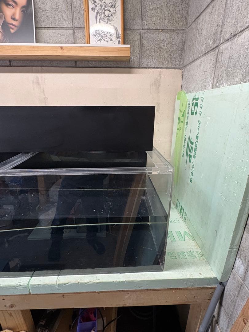 アクリル水槽 ２面ブラック １２００×４５０×４５０ 厚み５m m上部濾過