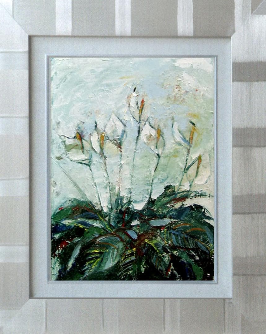 油絵 菅家令子 絵 絵画 インテリア 額付(白) uF6-111802 花