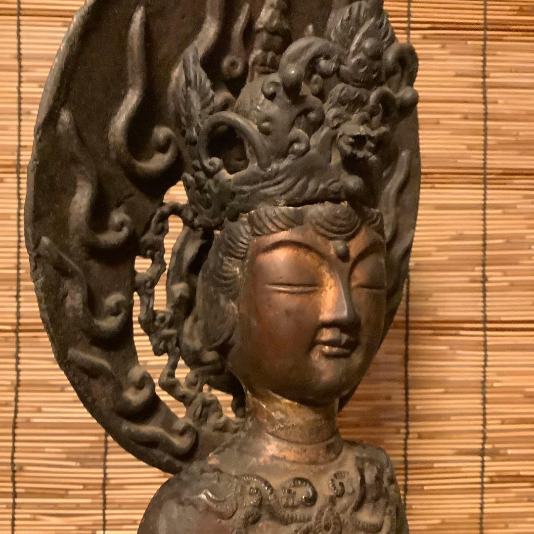 朝鮮・三国時代「百済・観世音菩像」高句麗・新羅・百済・天平・銅鉄・特大