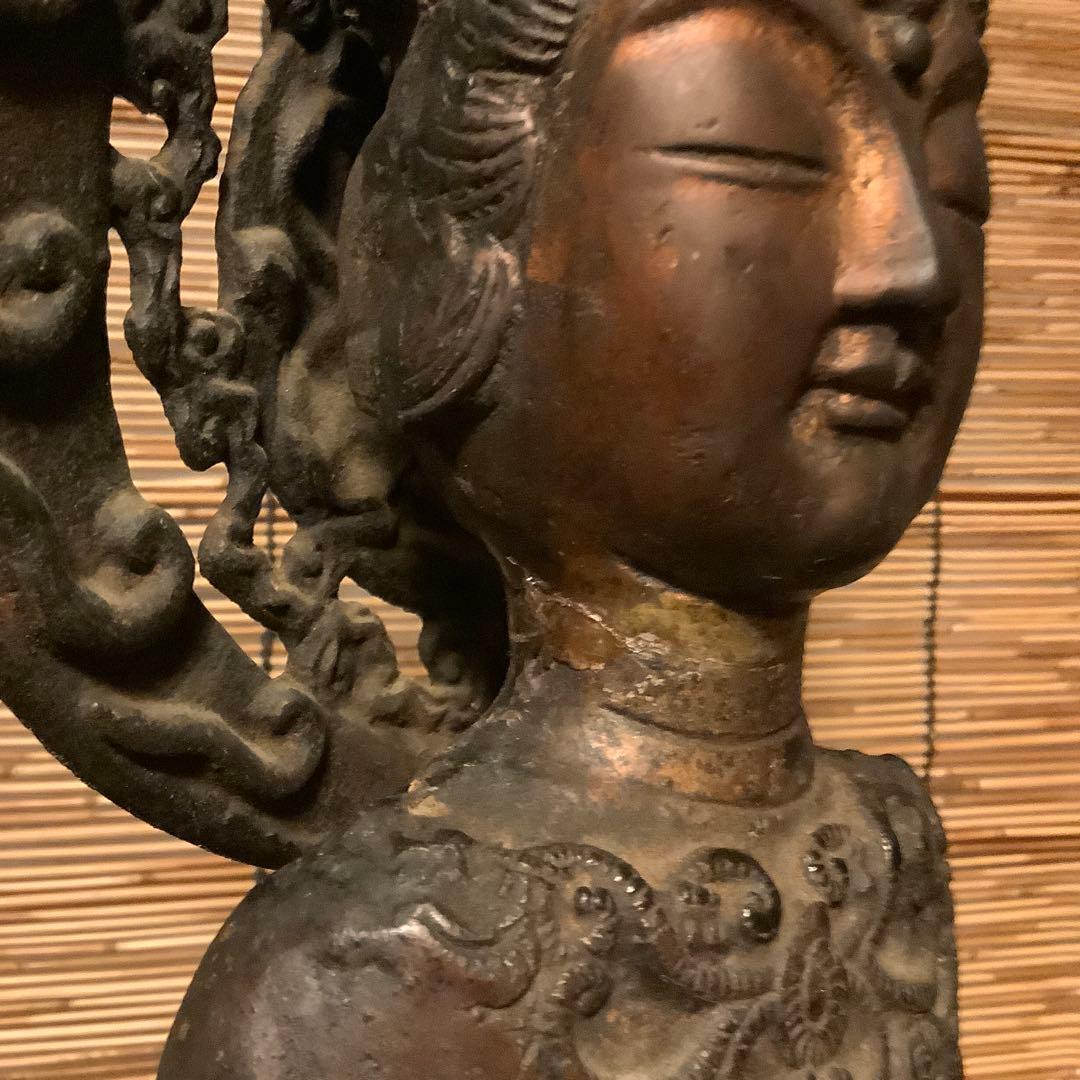 朝鮮・三国時代「百済・観世音菩像」高句麗・新羅・百済・天平・銅鉄・特大