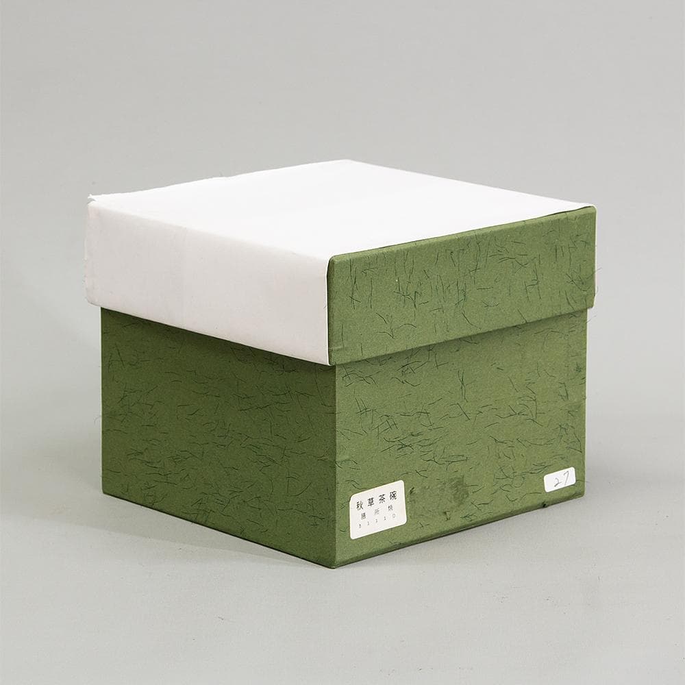 膳所焼 窯元 陽炎園 造 淡海ぜぜ 色絵秋草茶碗 共箱 茶道具 抹茶碗