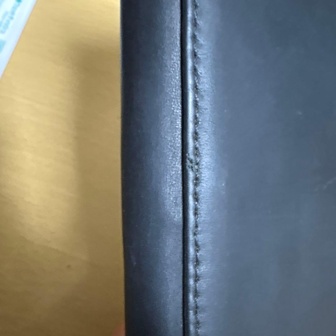 バハギア&クラフト　ラウンドジップ型ペンケース　オリジナルブラック　革の定規