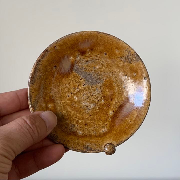 美濃 飴釉 平盃 小皿 No.1 古道具 古美術 アンティーク 美濃古窯