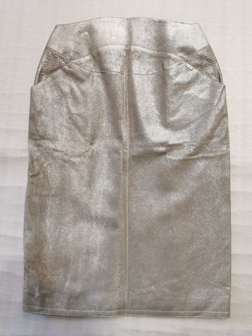 ■シャネル■ピッグスキン✨シルバー■革スカート■38