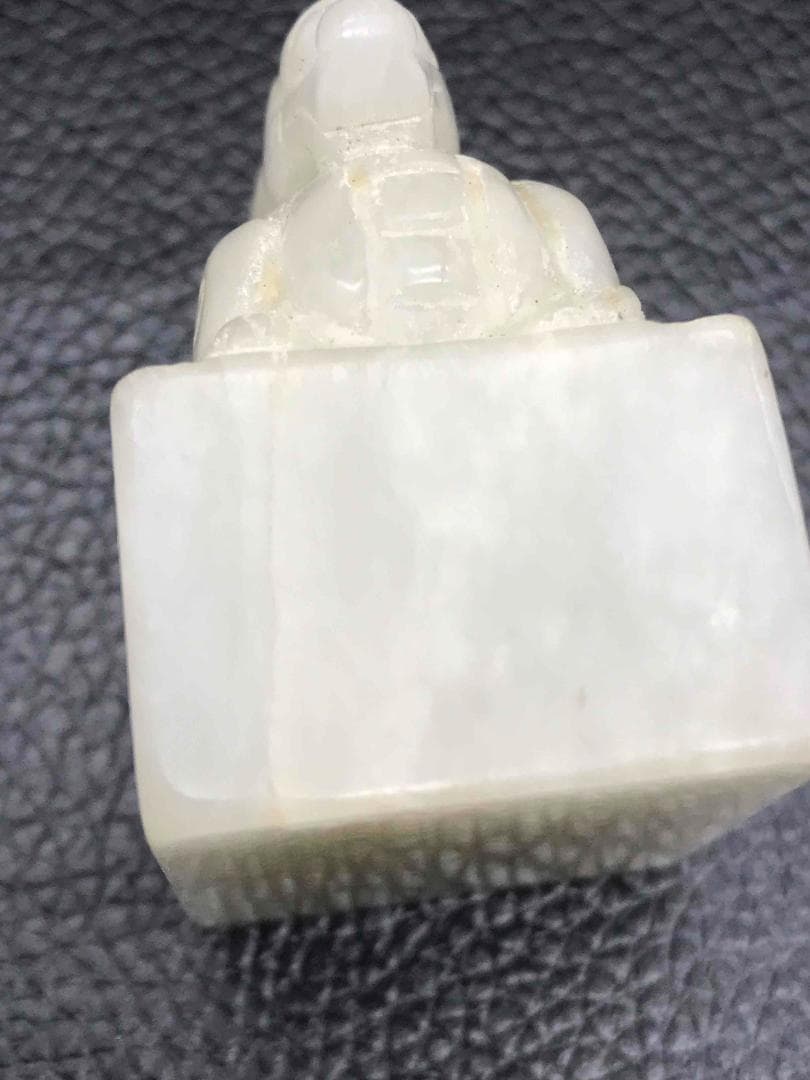 中国古美術　和田玉　古印　白玉印　双龍紋鈕　純粋和田玉　高玉質(F-65)