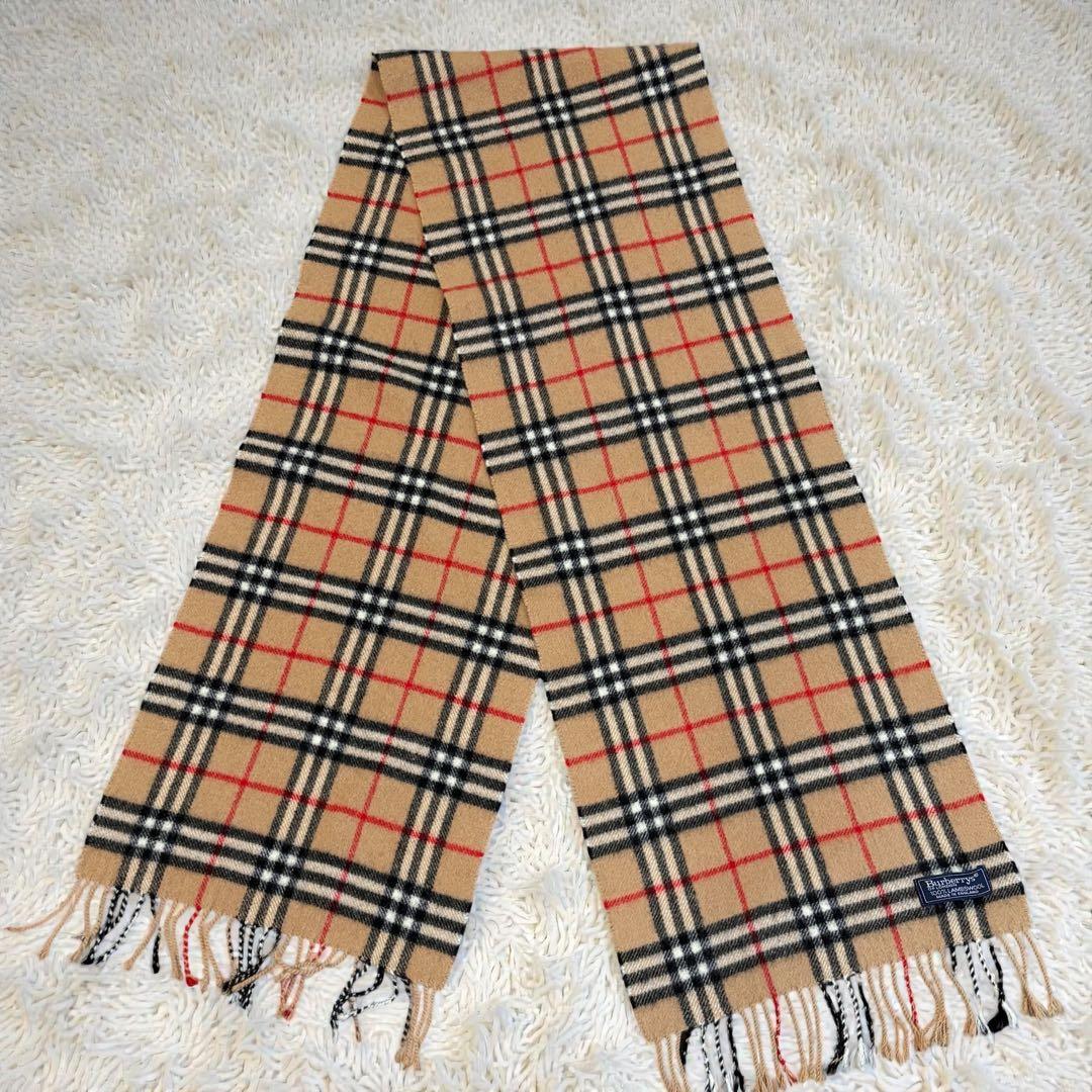 美品　バーバリー ノバチェック マフラー 英国製 ラム　長め１６８cm 正規品