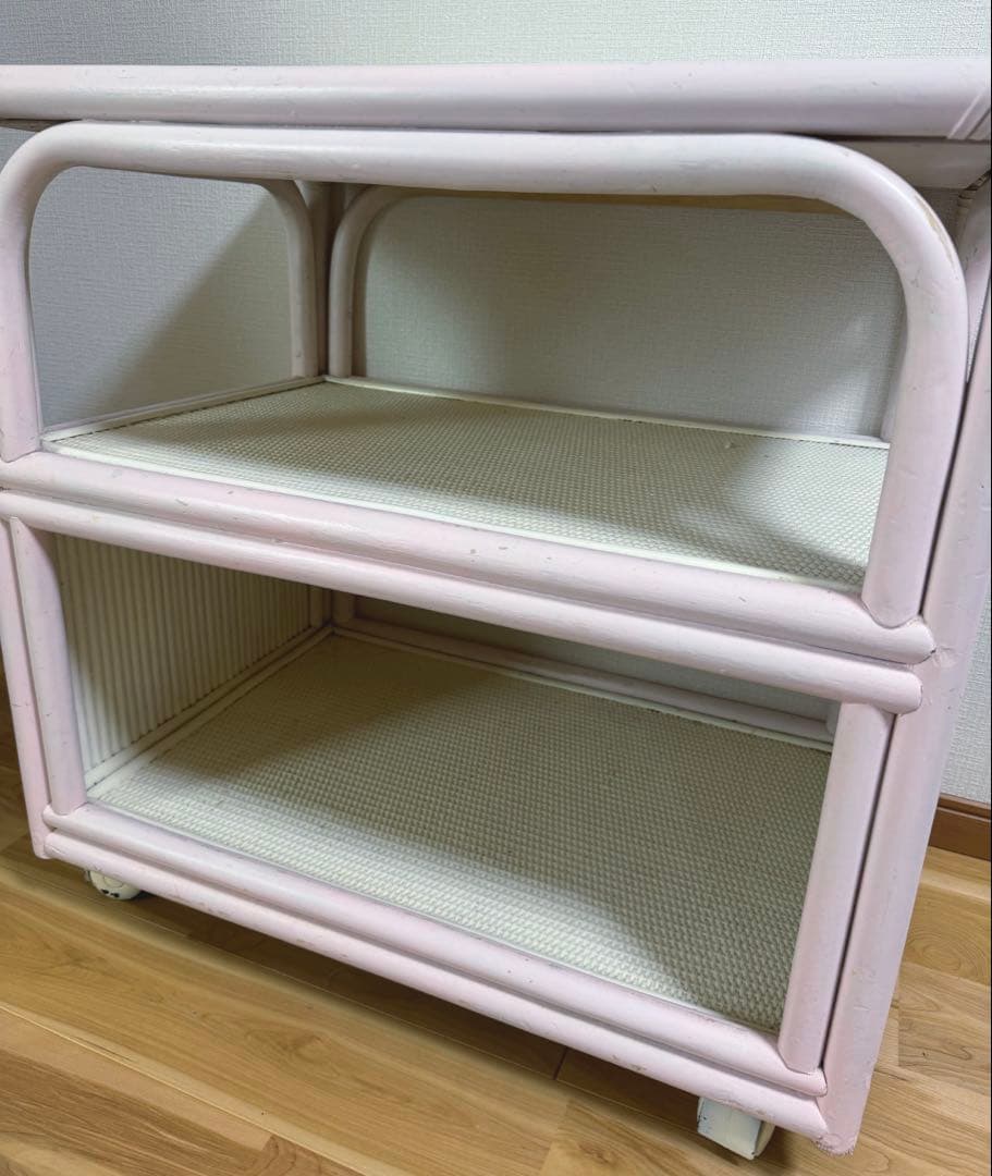 ウイッカー家具 チェスト ピンク アンティーク ヴィンテージ