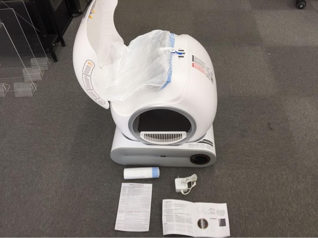 全自動猫トイレ スマート猫砂盆 英語マニュアル付き／自動掃除／猫用ハイテクトイレ