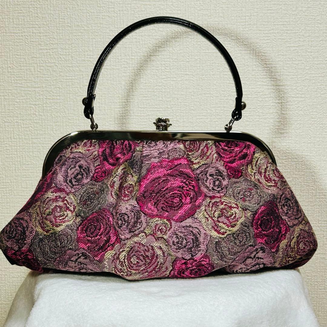 【極美品】Think Bee! ネバーエンディングピンクローズ　がま口　バッグ