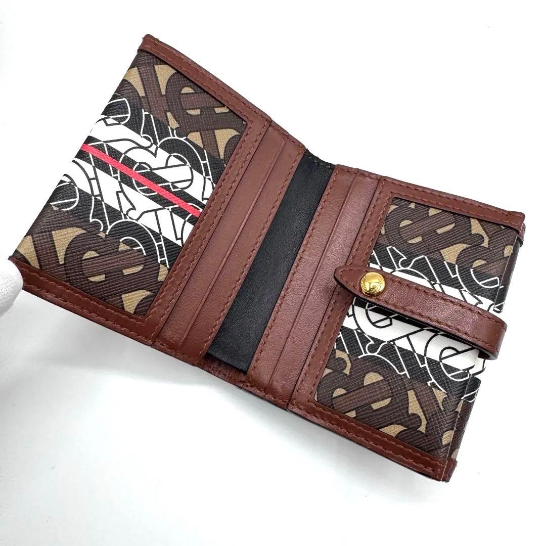 未使用級　付属品完備✨バーバリー　二つ折り財布　TBモノグラム　ストライプ