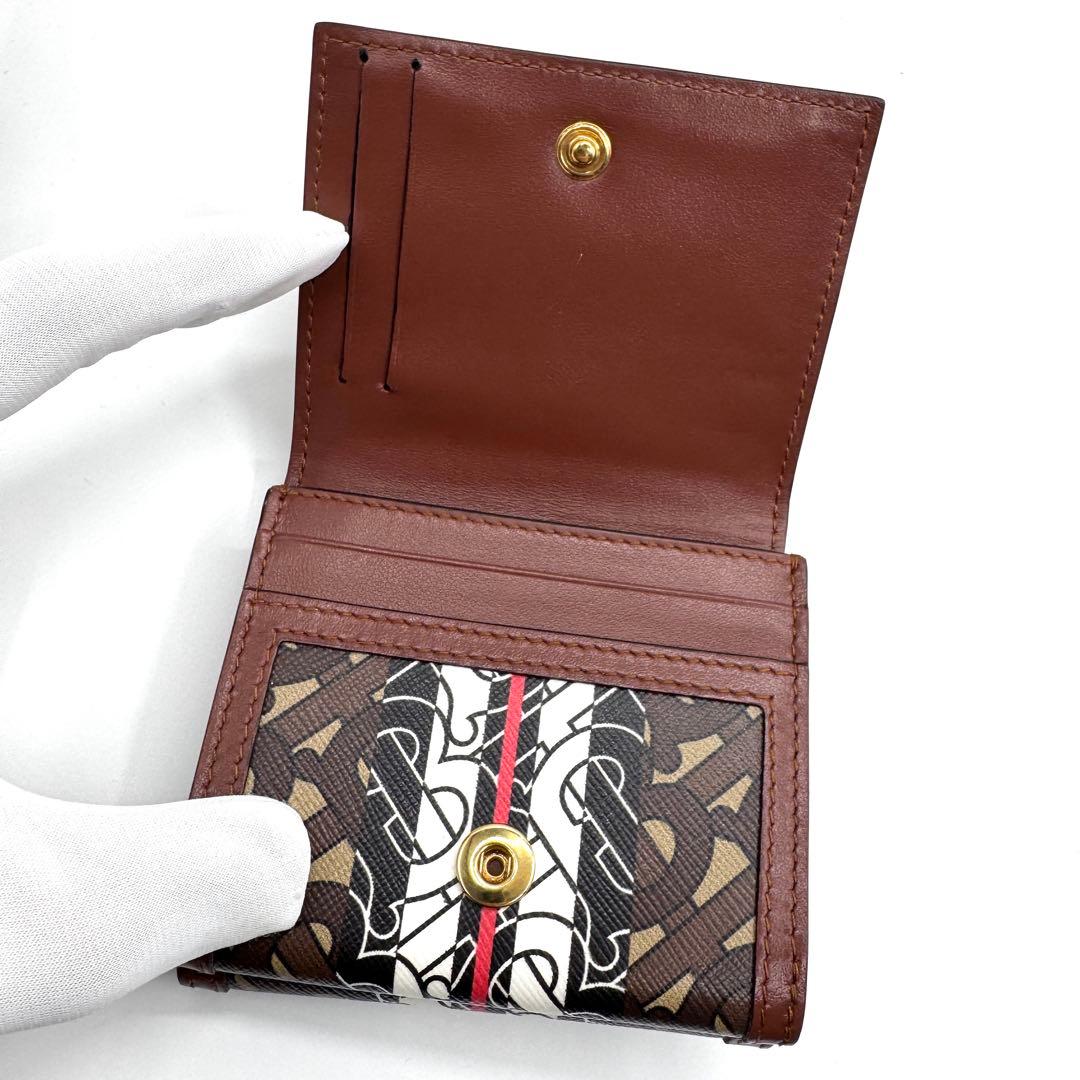 未使用級　付属品完備✨バーバリー　二つ折り財布　TBモノグラム　ストライプ