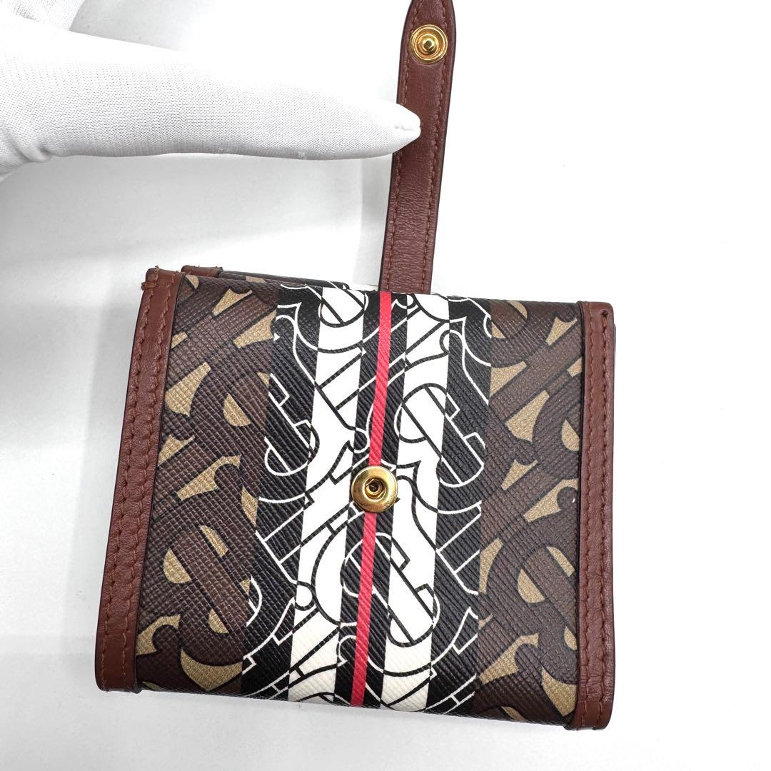 未使用級　付属品完備✨バーバリー　二つ折り財布　TBモノグラム　ストライプ