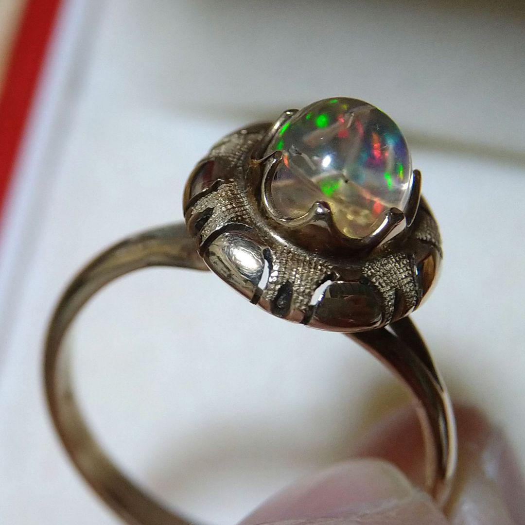 ゆ*う様 ヴィンテージリング　昭和レトロ　千本透かし　14K オパール？