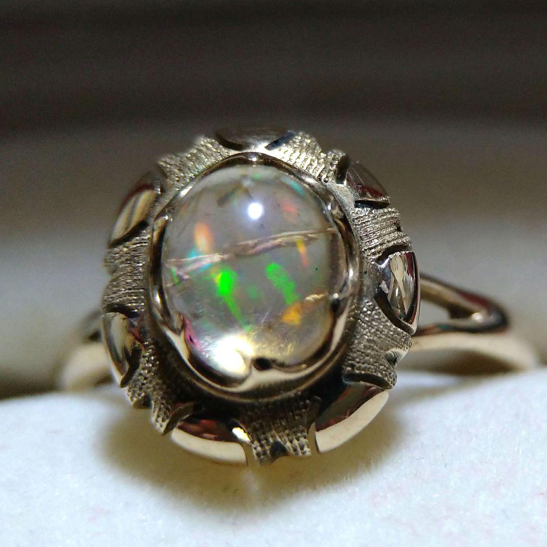 ゆ*う様 ヴィンテージリング　昭和レトロ　千本透かし　14K オパール？