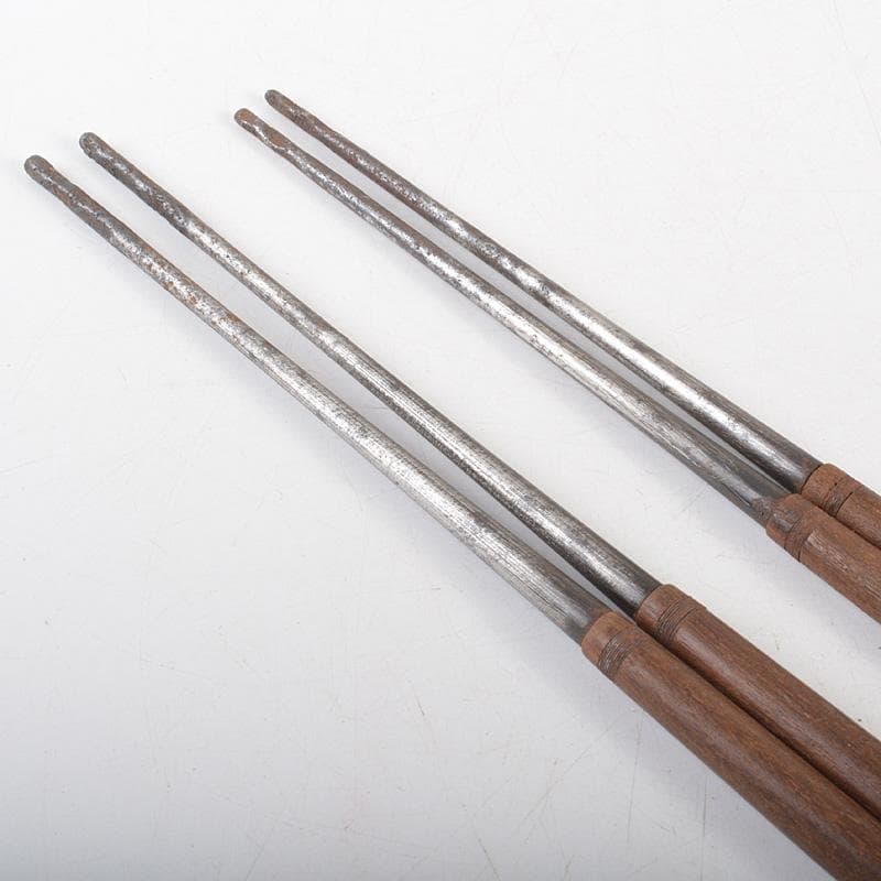 茶道具　桜木正義造　古鉄　桑柄火箸　二組　共箱　V　R7517