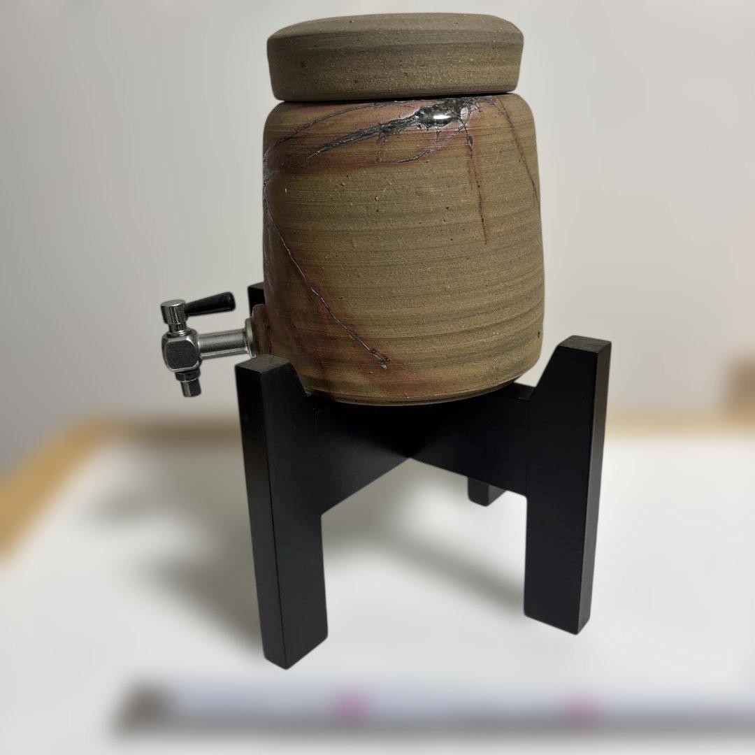 備前焼焼酎サーバー 陶器製 木製スタンド付き