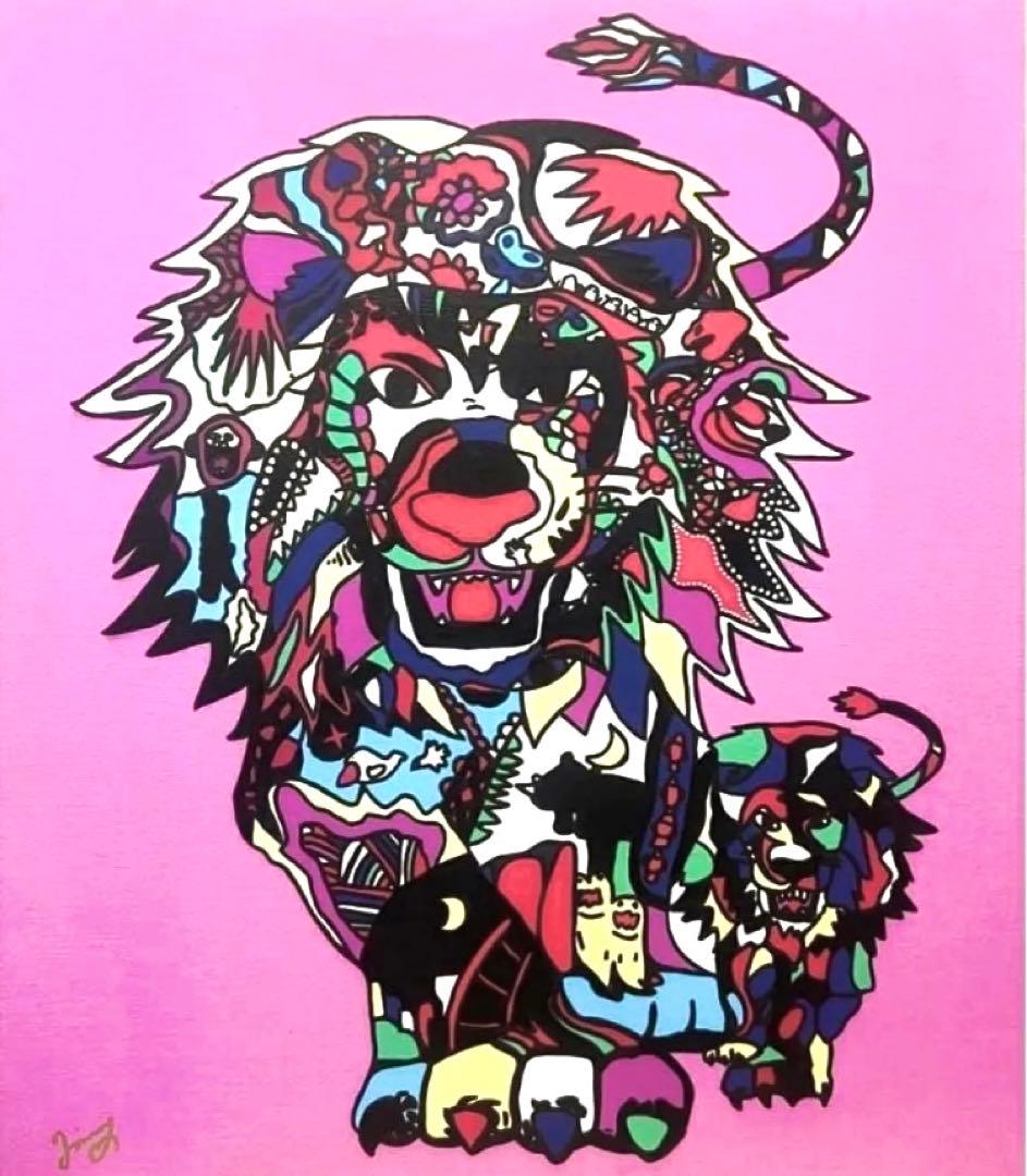 SALE【F10号】ジミー大西 （人気のライオン）大型作品/手描き/表裏サイン有