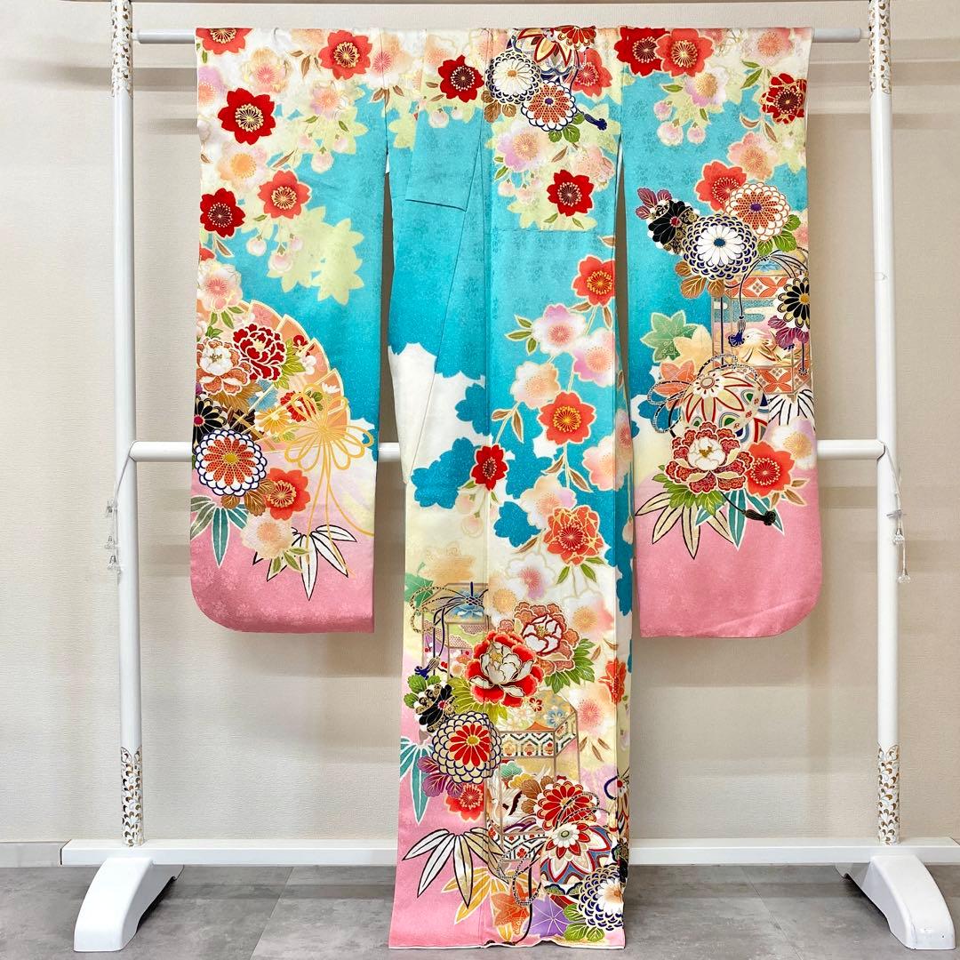 ⭐︎K0832 美品 正絹 振袖 レンタル店放出品 ガード加工 古典柄 11号