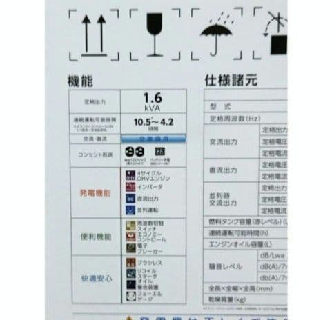 ヤマハインバーター発電機EF16HiS・未使用・未開封