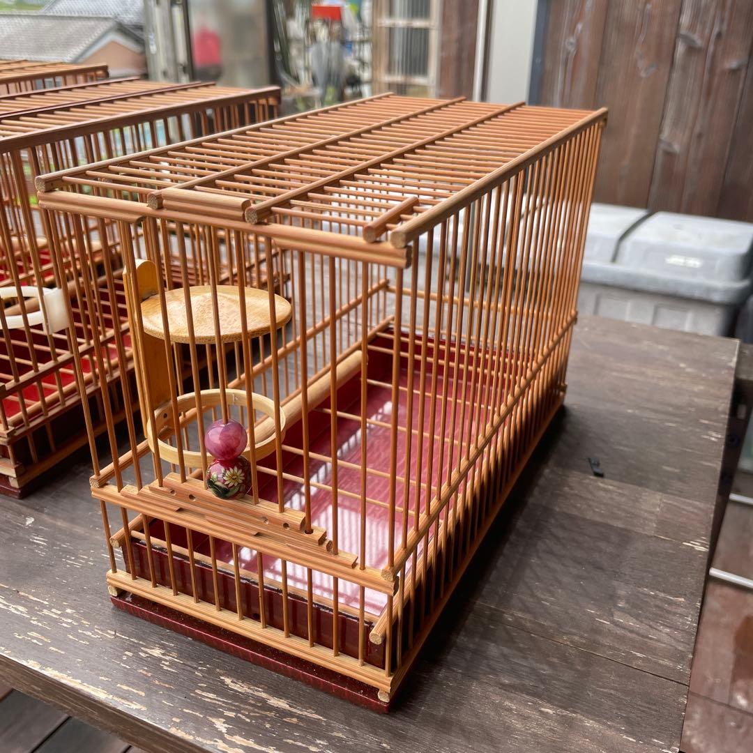 竹製 鳥かご 重ねられるデザイン