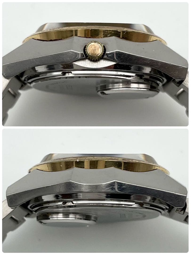 【稼働品】SEIKO カットガラス　クォーツ 腕時計 コンビ 3863-7020