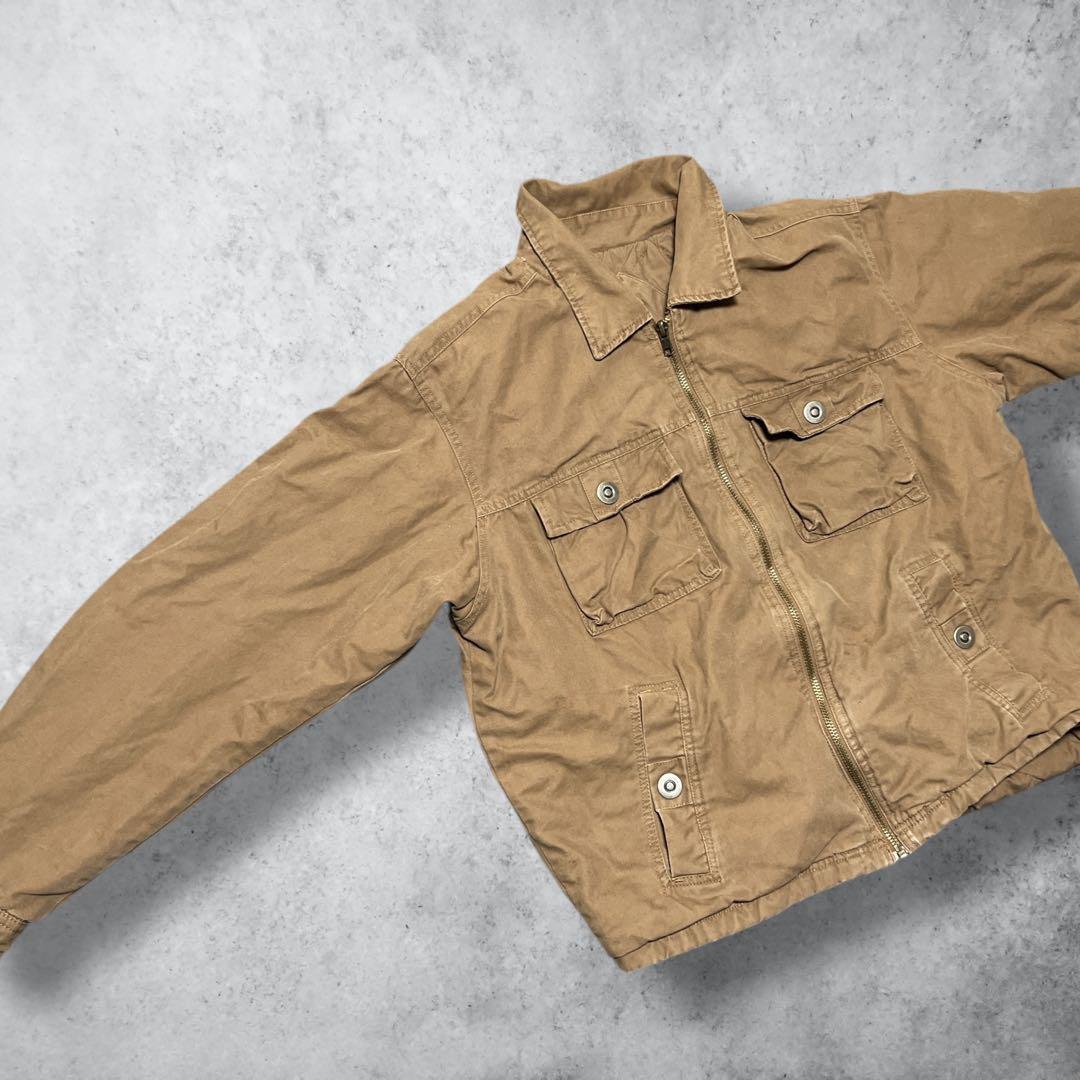 vintage中綿ダックジャケットデトロイトジャケットy2kキャメルM短丈古着